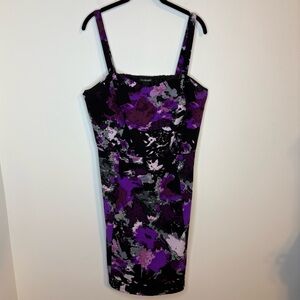 Lane Bryant Black and Purple Tie Dye Midi Dress Removable Straps Size 18